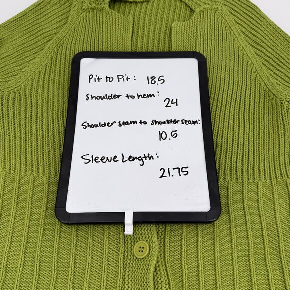 One Girl Who Collared Knit Button Front Cardigan Sweater in Green | Large - Picture 4 of 5